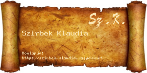 Szirbek Klaudia névjegykártya